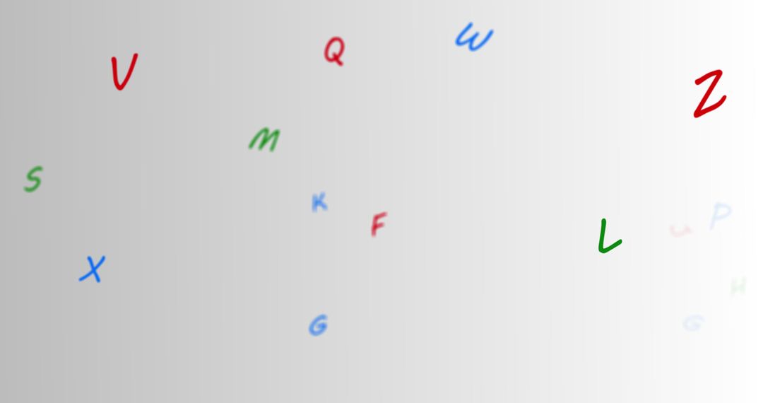 Colorful Letters on White Background Moving Left