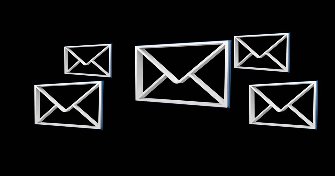 Digital Envelope Icons on Black Background Representing Email Communications