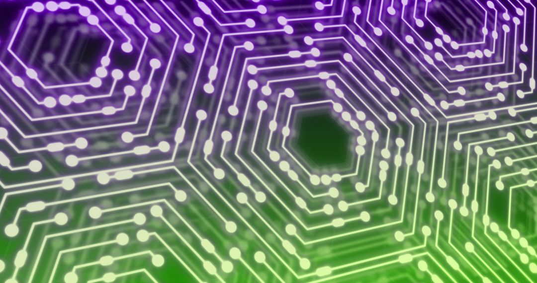 Futuristic Neon Circuit Board on Gradient Background