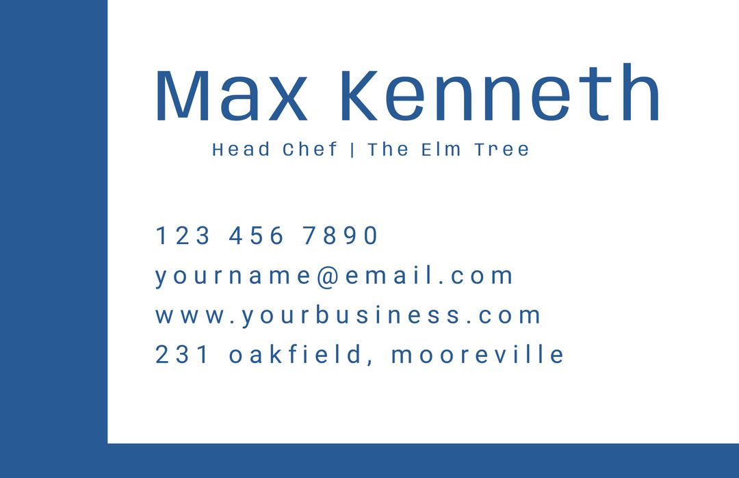 Minimalist Business Card Design for Head Chef - Download Free Stock Templates Pikwizard.com