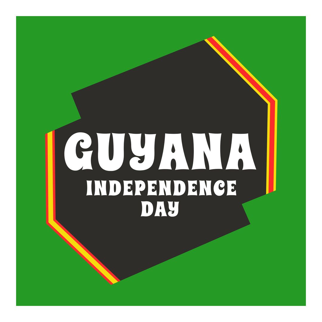 Bold Independence Day Celebration Graphic for Guyana