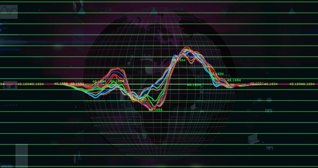 Digital Globe with Intersecting Graphs Representing Global Economy