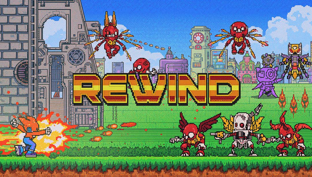 REWIND Retro Pixel Battle — 8-Bit Platformer Action with Robot Bosses