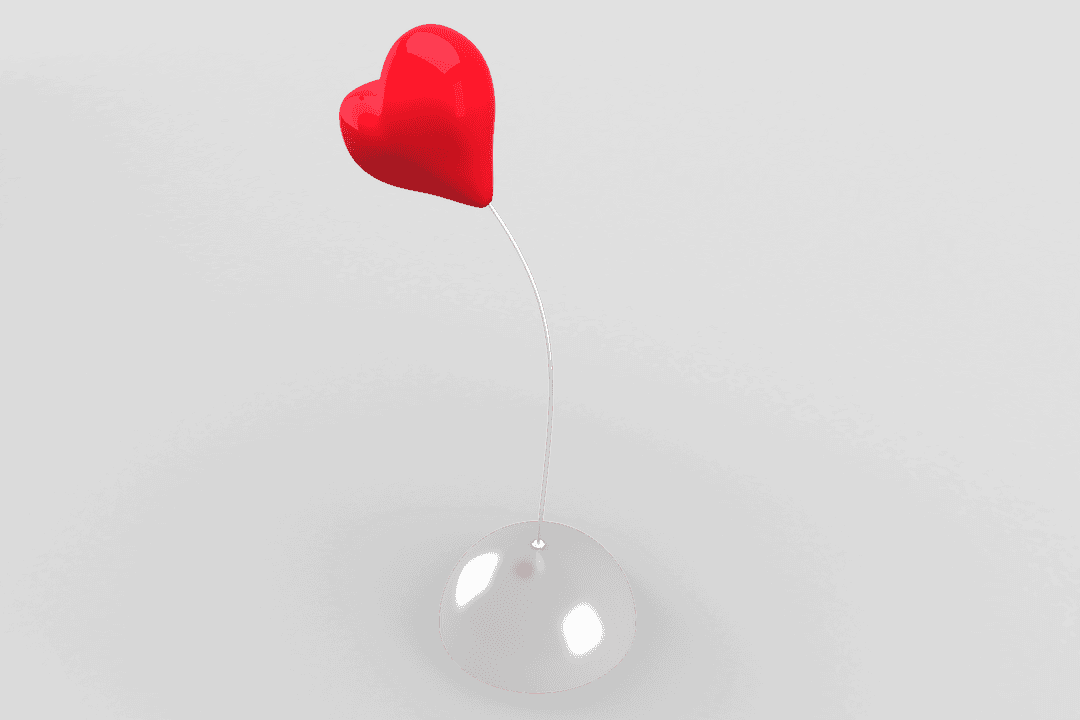 Red Heart Balloon on Transparent Background for Valentine's Day