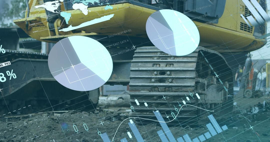 Digital Charts Overlaying Scrapyard with Metal Shards