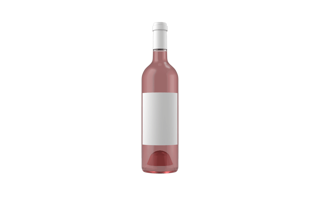 Pink Glass Bottle with Label Isolated on Transparent Background