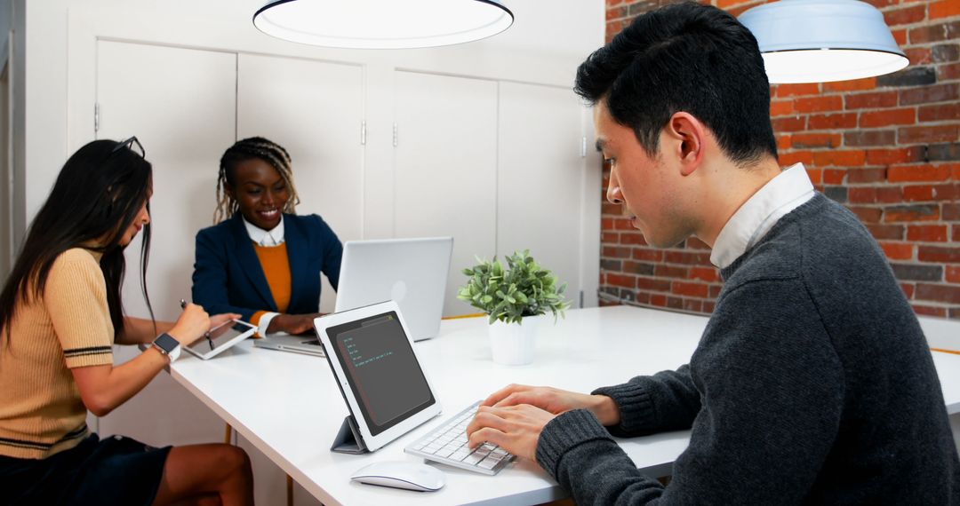 Diverse Collaboration in Modern Office Setting