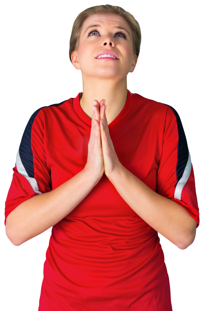 Nervous Football Fan in Red Shirt Looking Up Transparent Background - Download Free Stock Images Pikwizard.com