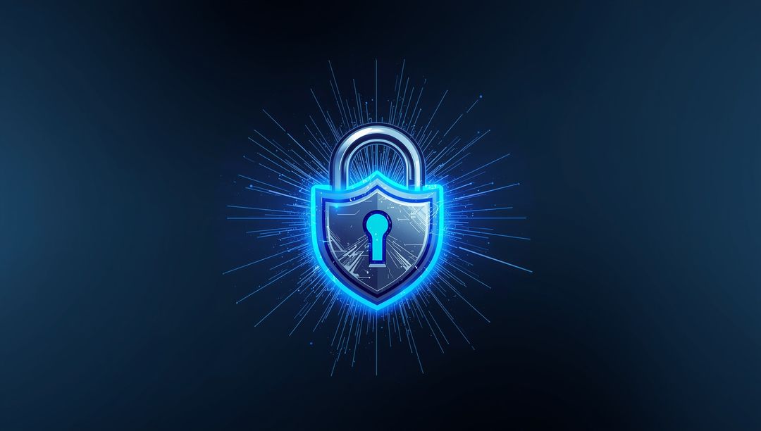 Glowing Shield Padlock Representing Cybersecurity on Dark Background