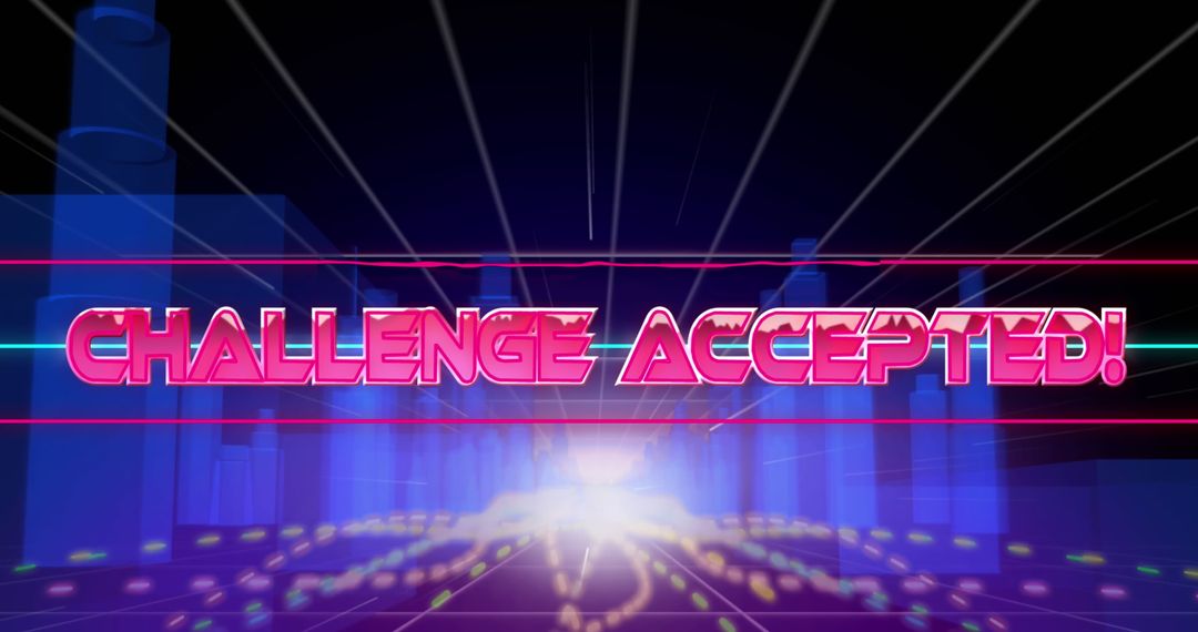 Challenge Accepted Banner with Futuristic Digital Graphics