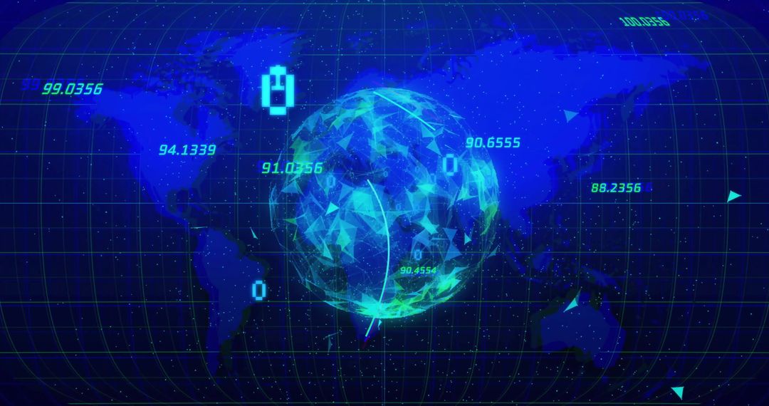 Digital Globe with Binary Code and Data Processing Elements - Free Images, Stock Photos and Pictures on Pikwizard.com