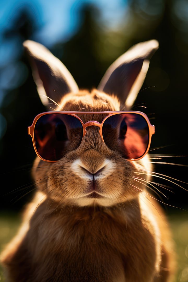 Cool Bunny Wearing Sunglasses Outdoors on Sunny Day - Free Images, Stock Photos and Pictures on Pikwizard.com