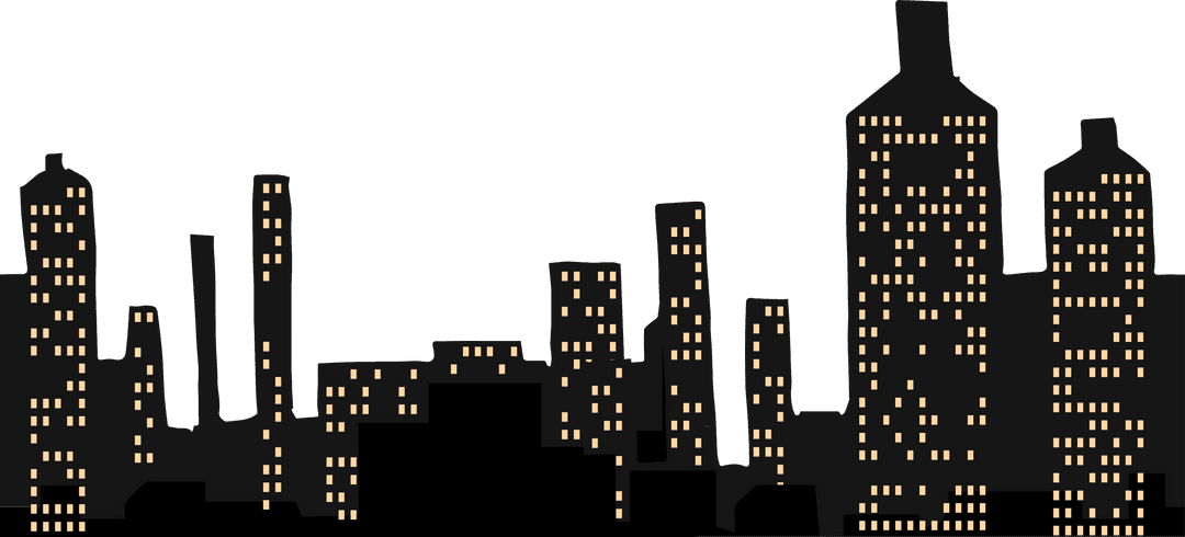 Urban nighttime skyline transparent silhouette illustration