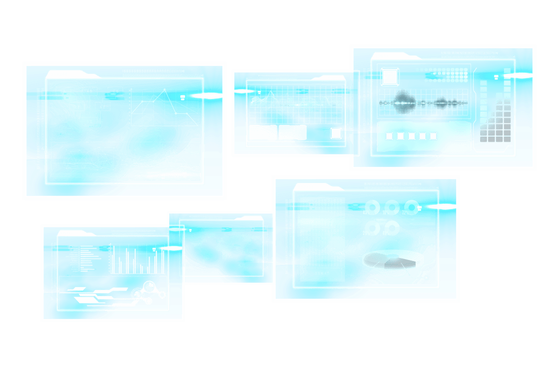 Futuristic Digital Interface Screens on Transparent Background