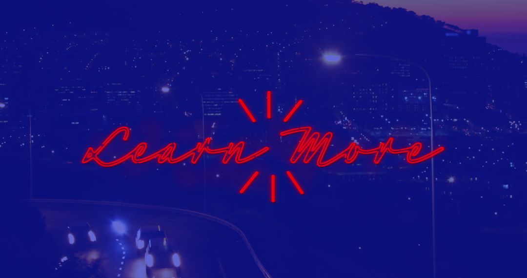 Neon Text Overlay on Night Cityscape for Learning Engagement