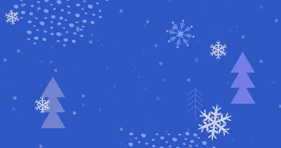 Abstract Winter Wonderland with Snowflakes and Stylized Trees
