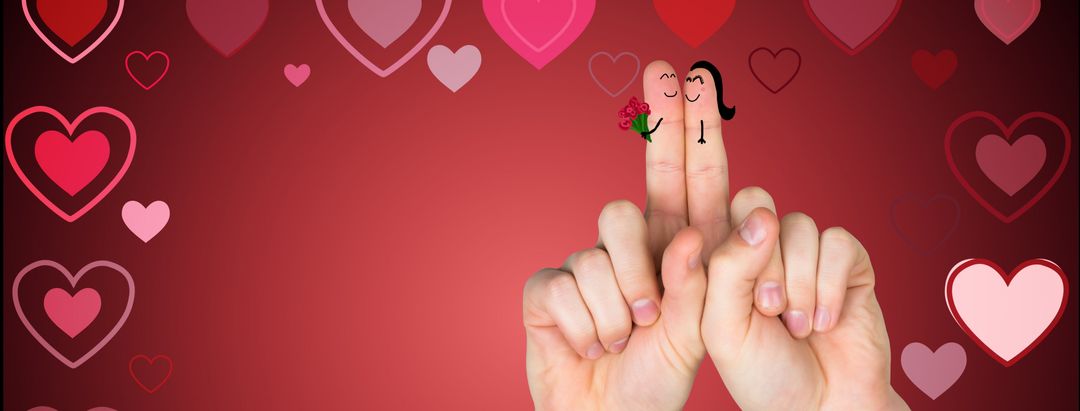 Finger Couple in Love with Heart Background Celebrating Valentine's Day - Download Free Stock Templates Pikwizard.com