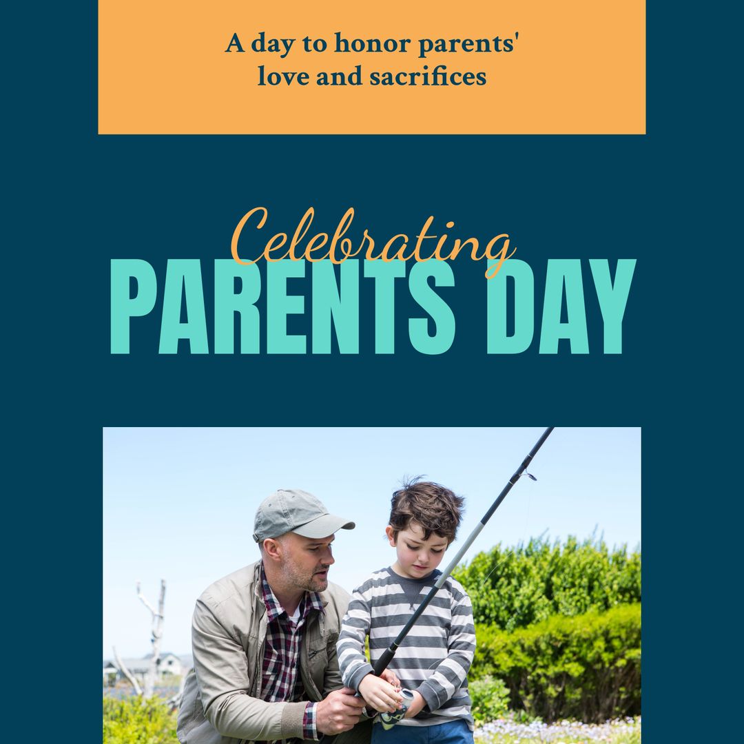 Father and Son Fishing in Celebration of Parents' Day