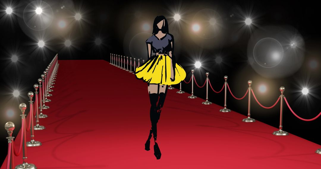 Stylish Woman Walking Down Red Carpet at Glamorous Event - Free Images, Stock Photos and Pictures on Pikwizard.com