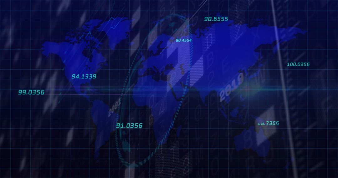 Global Financial Data and Map Interface in Blue - Free Images, Stock Photos and Pictures on Pikwizard.com