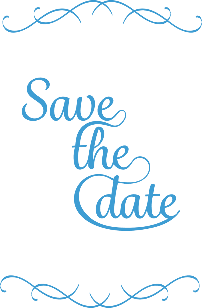 Save the Date Illustration with Blue Shapes on Transparent Background