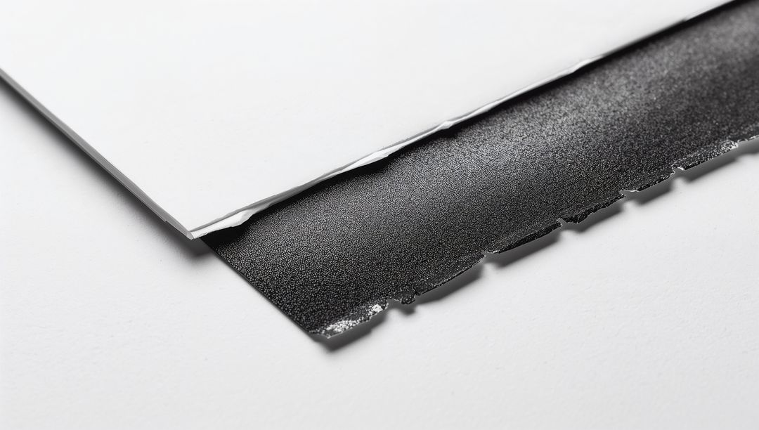 White Paper Layering Over Black Grainy Sheet Revealing Torn Edge and Bold Minimal Contrast