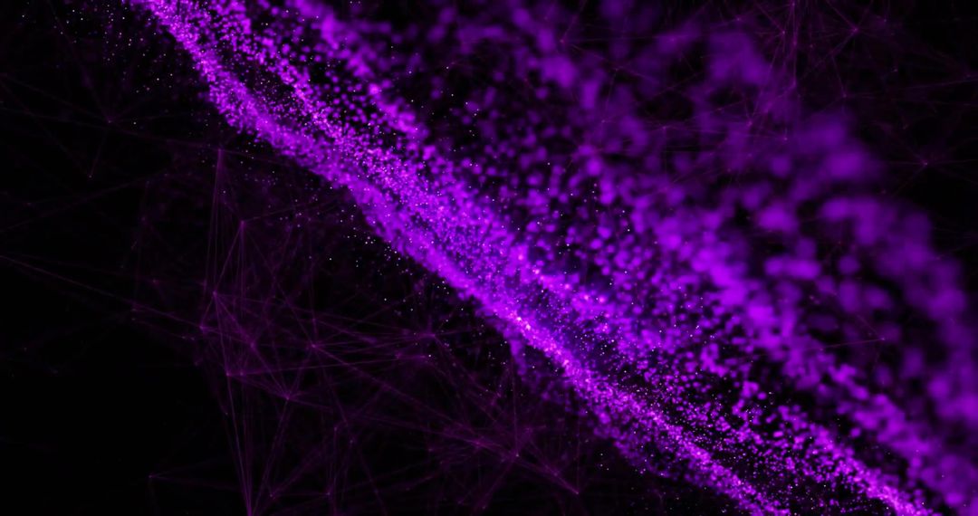 Dynamic Abstract Purple Particle Stream on Black Background