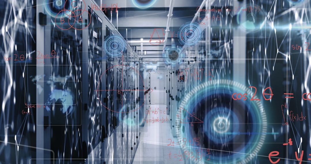 High-Tech Data Processing in Modern Server Room