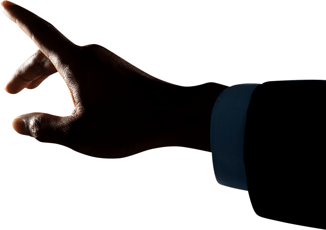 Hand Reaching Ellipse Gesture on Isolated Transparent Background