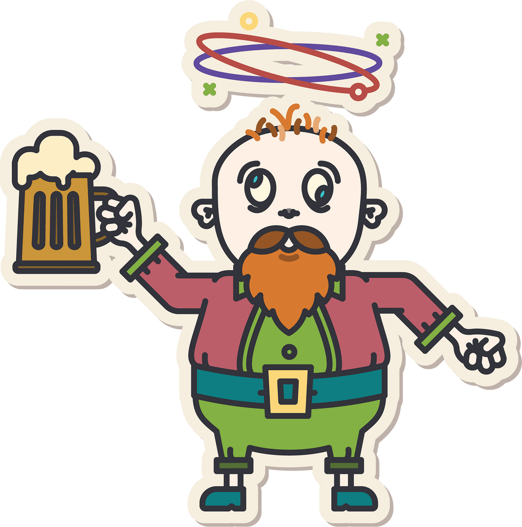 Cartoon Drunk Man with Beer Mug Transparent Design - Download Free Stock Images Pikwizard.com
