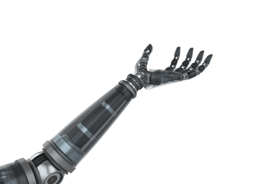 Cutting-edge Transparent Cyborg Hand Reaching Skyward