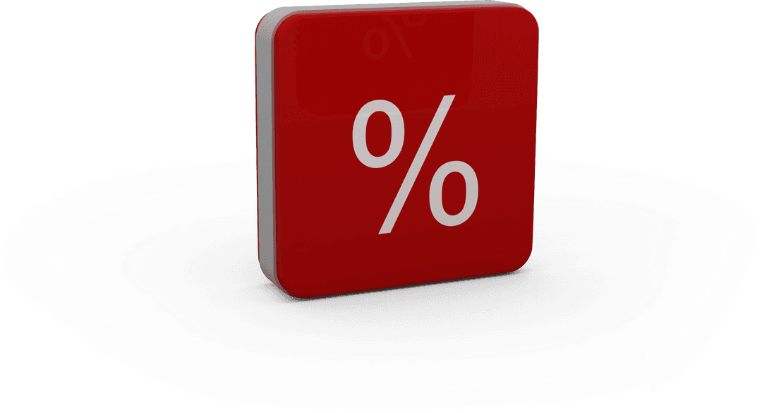 Transparent Red Percentage Icon with Glossy Effect