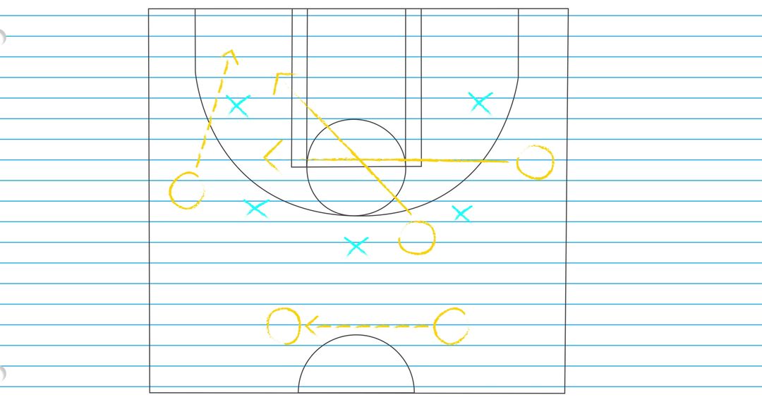 Digital Basketball Strategy Diagram on Graph Paper - Free Images, Stock Photos and Pictures on Pikwizard.com