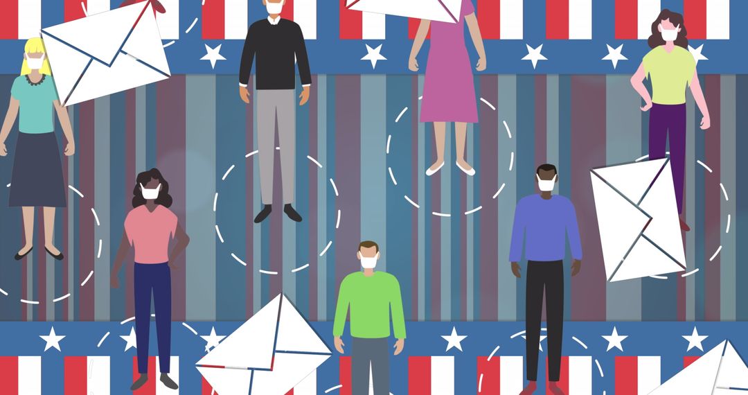 Concept of Postal Voting During COVID Pandemic with Flags and Masks