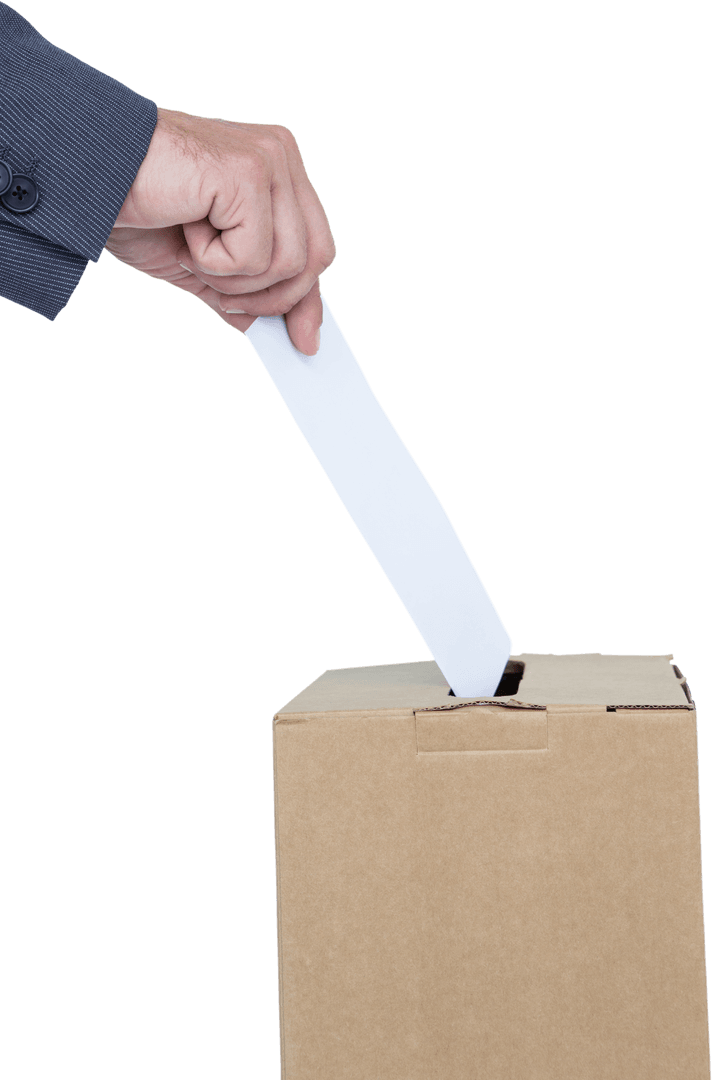 Transparent Voting Hand with Ballot Box Illustration