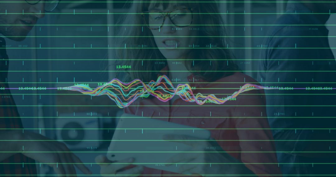 Collaborative Team Analyzing Digital Data Visualizations