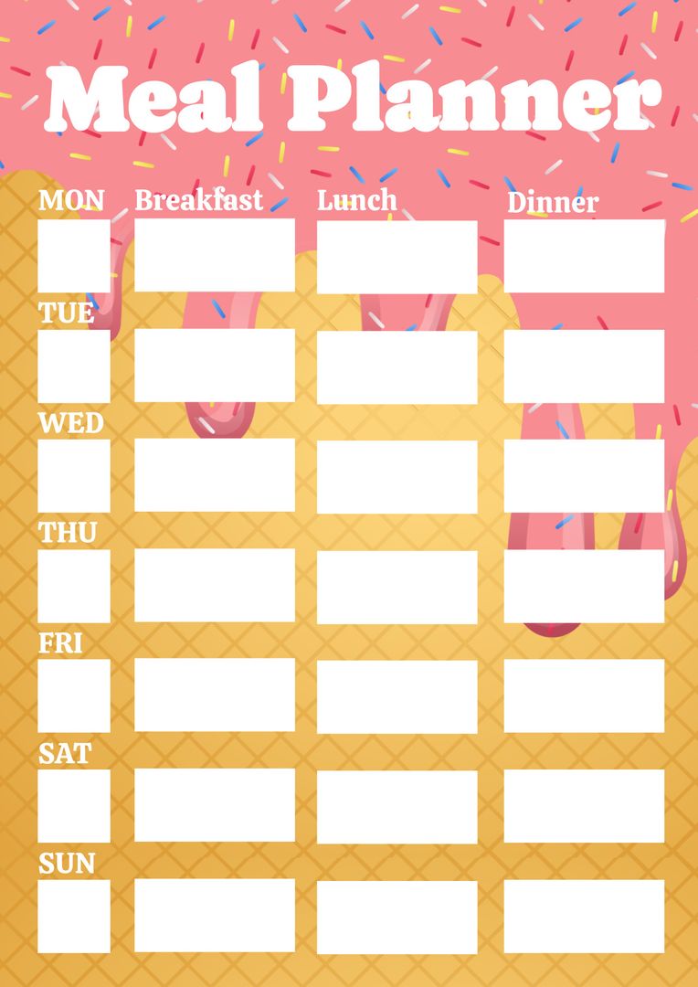 Colorful Ice Cream-Themed Weekly Meal Planner Template - Download Free Stock Templates Pikwizard.com