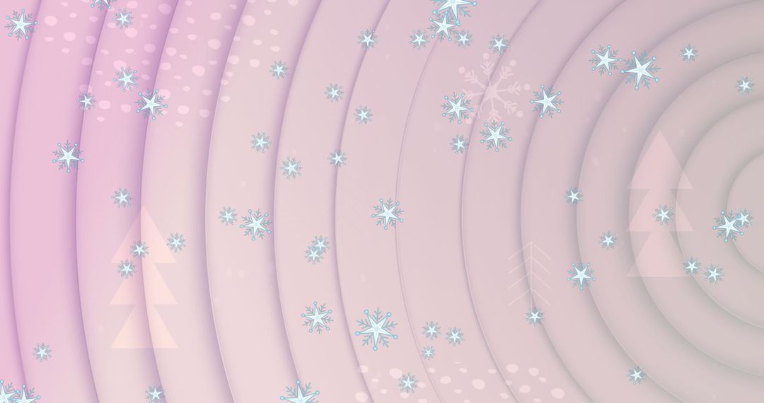 Pastel Winter Abstract Design with Snowflakes and Pines