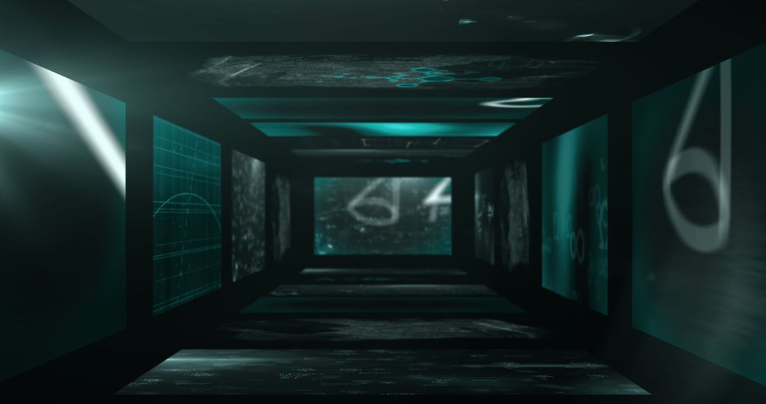 Futuristic Data Tunnel with Scientific Formulae Projections