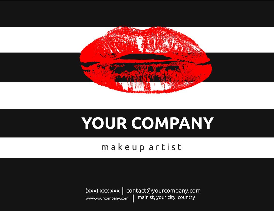 Bold Makeup Artist Business Card with Red Lip Print for Fashion and Beauty Promotion - Download Free Stock Templates Pikwizard.com