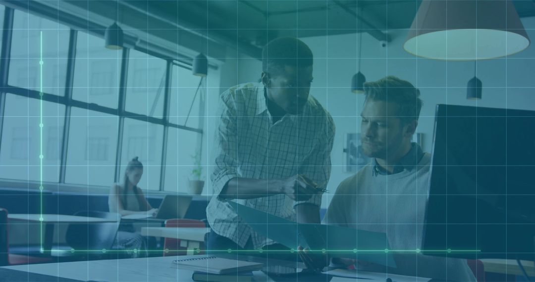 Coworkers Discussing Project Ideas in Modern Office Setting