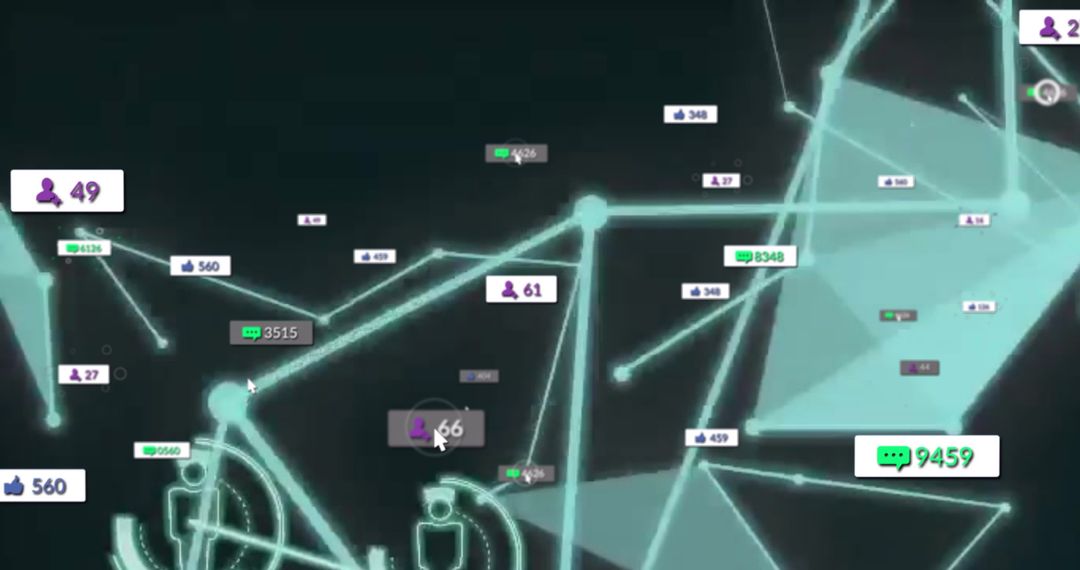 Teal Node Network in Digital Cyberspace Grid with Social Media Elements