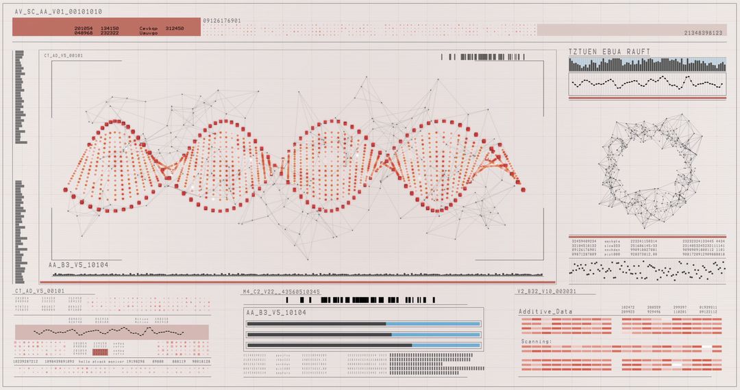 Abstract Genetic Data Visualization with Complex Patterns and Diagrams - Free Images, Stock Photos and Pictures on Pikwizard.com