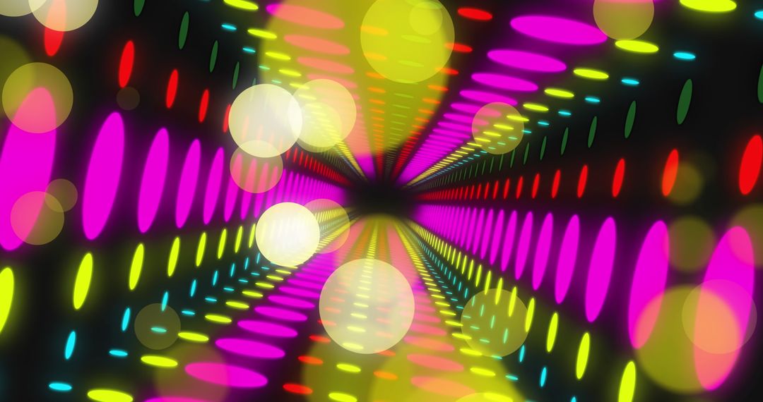 Colorful Neon Spots Creating Futuristic Digital Tunnel