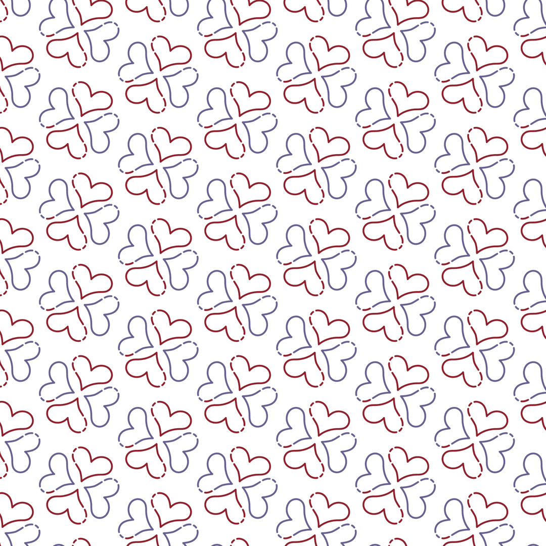 Seamless Red and Blue Heart Pattern on Transparent Background