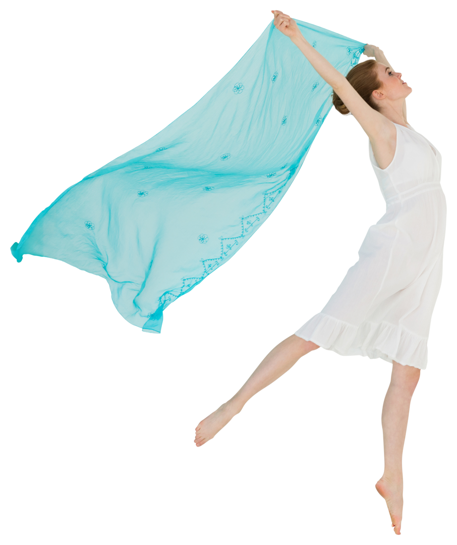 Full Length Transparent Image of Young Female Dancer with Blue Scarf - Download Free Stock Images Pikwizard.com