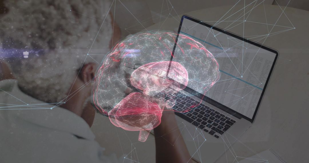 Futuristic Brain Projection over Professional at Work