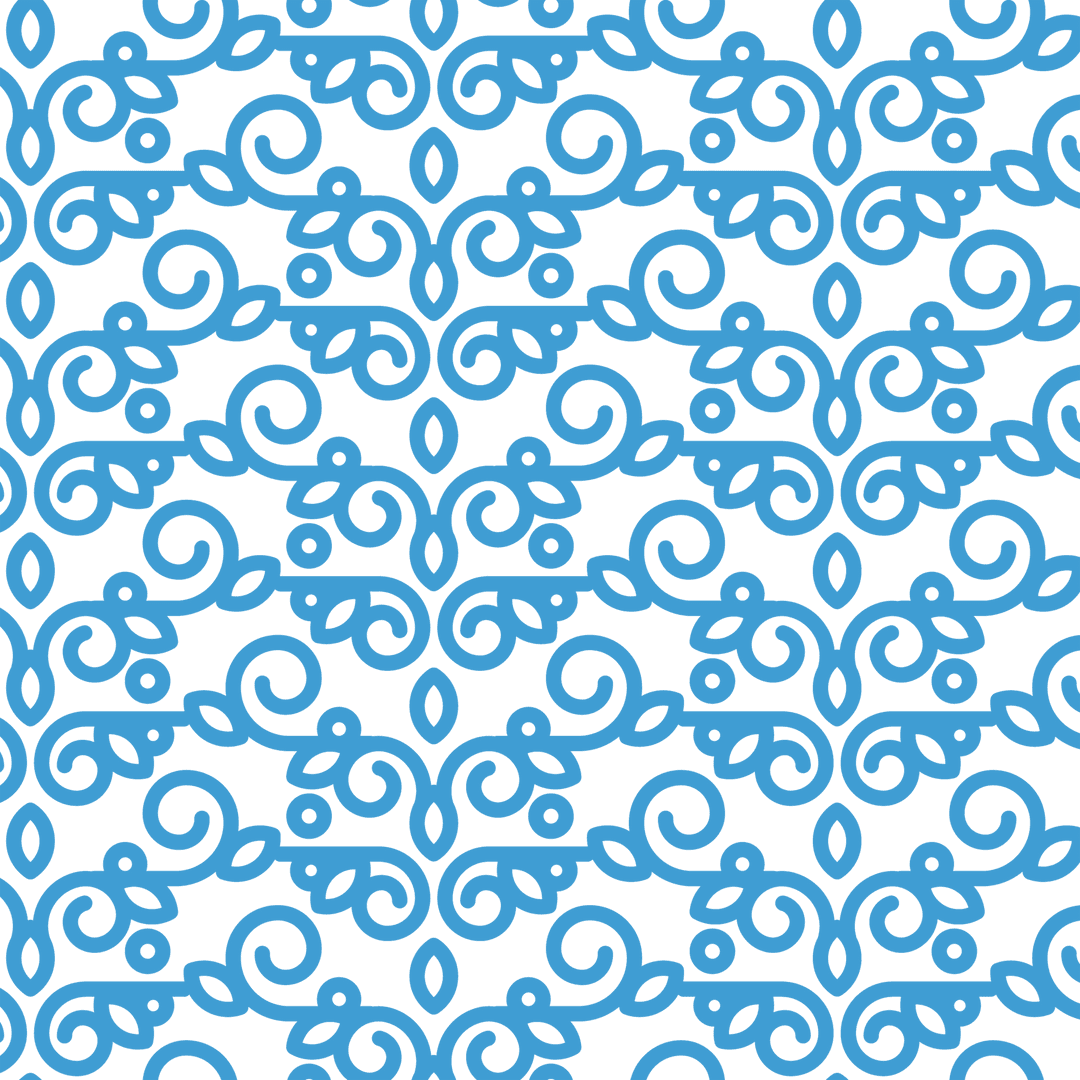 Blue Ornamental Repeating Pattern on Transparent Background