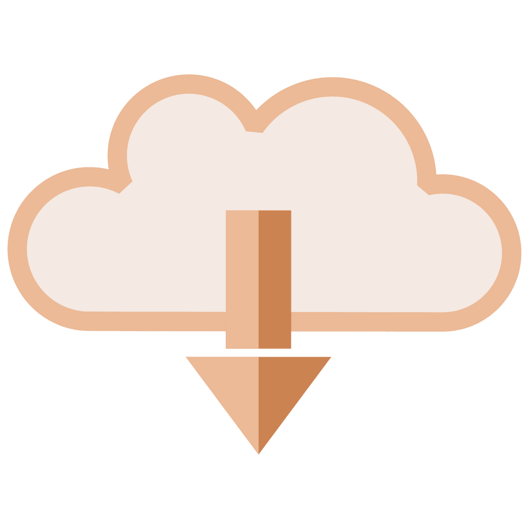 Transparent Cloud Icon with Downward Arrow for Download