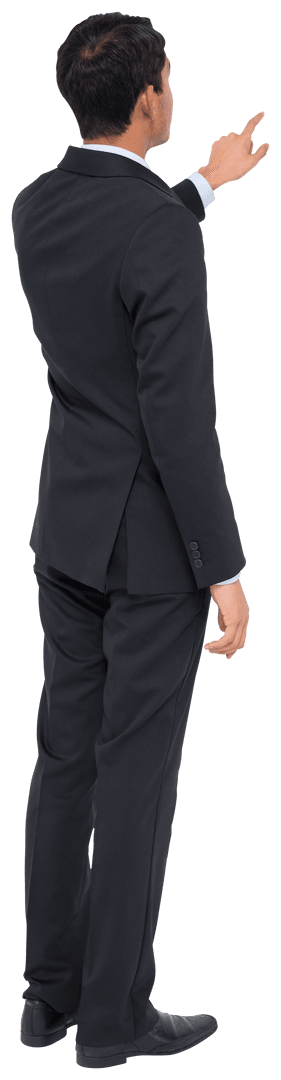 Back View of Businessman Gesturing on Transparent Background